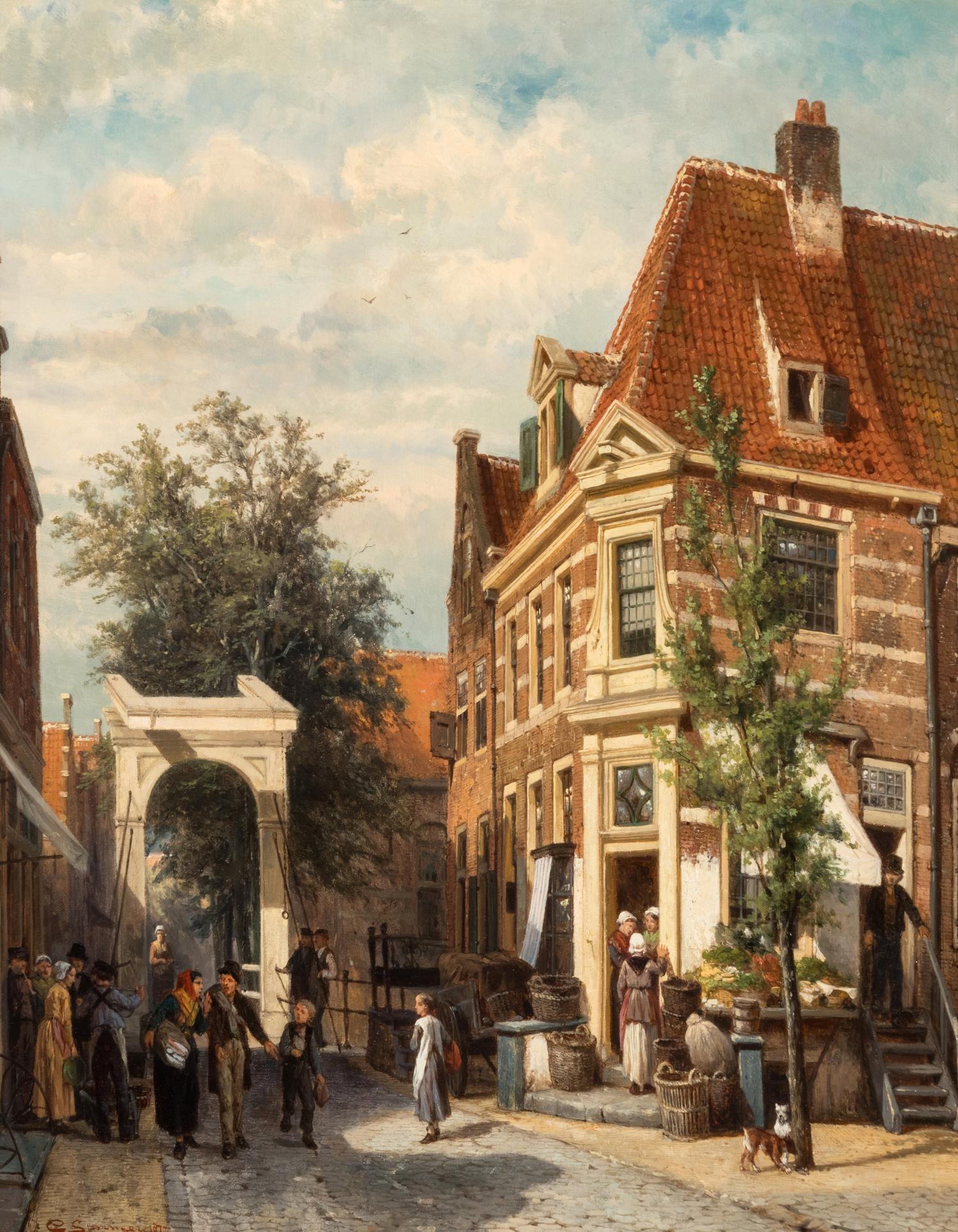 A Busy Street in Weesp , 1887