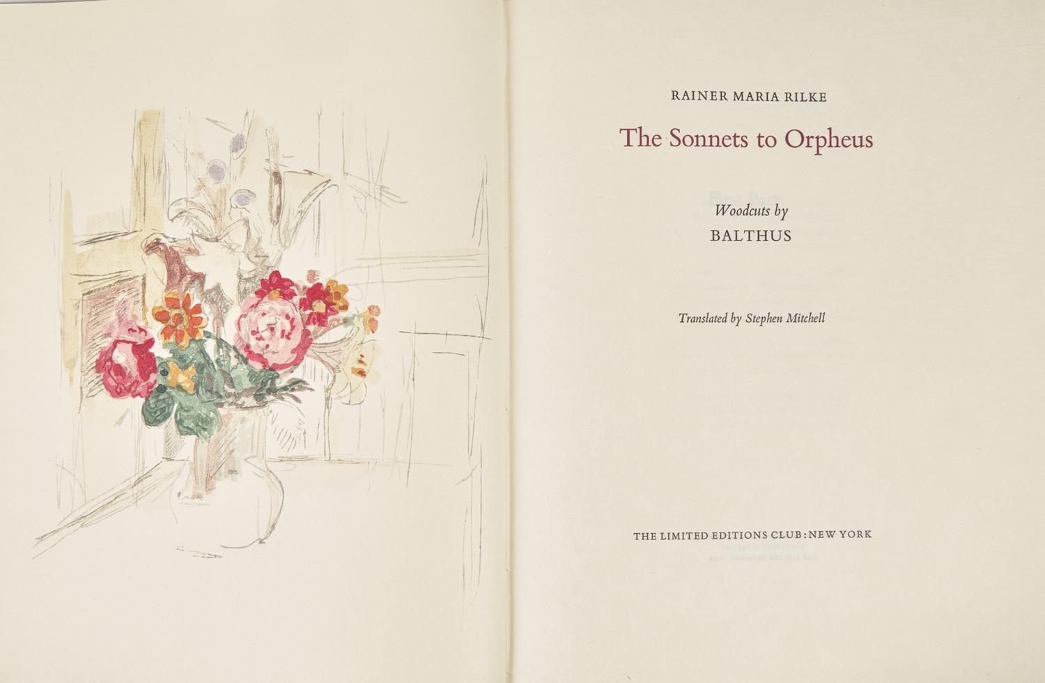 [LIMITED EDITIONS CLUB]. RILKE, Rainer Maria (1875-1926). The Sonnets to Orpheus. New York: The Limited Editions Club, [1997].