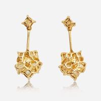 A Pair of 18K Yellow Gold and Diamond Earrings