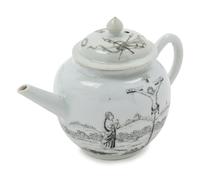 A Chinese Export Western Subject Porcelain Teapot