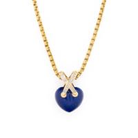 Lapis Lazuli, Diamond, and Yellow Gold Pendant Necklace