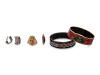 Two Pairs of Hermès Enamel Cuffs and Ear Clips