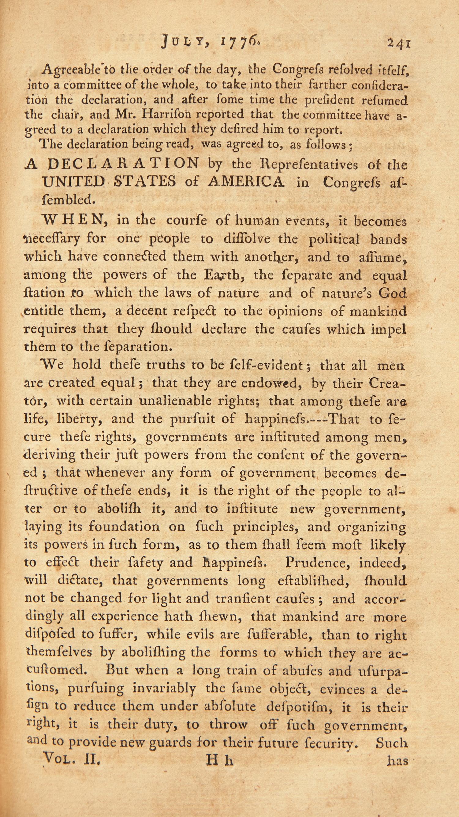 [American Revolution] Journals of Congress. Containing the Proceedings from January 1, 1776, to January 1, 1777. Published by Order of Congress. Volume II