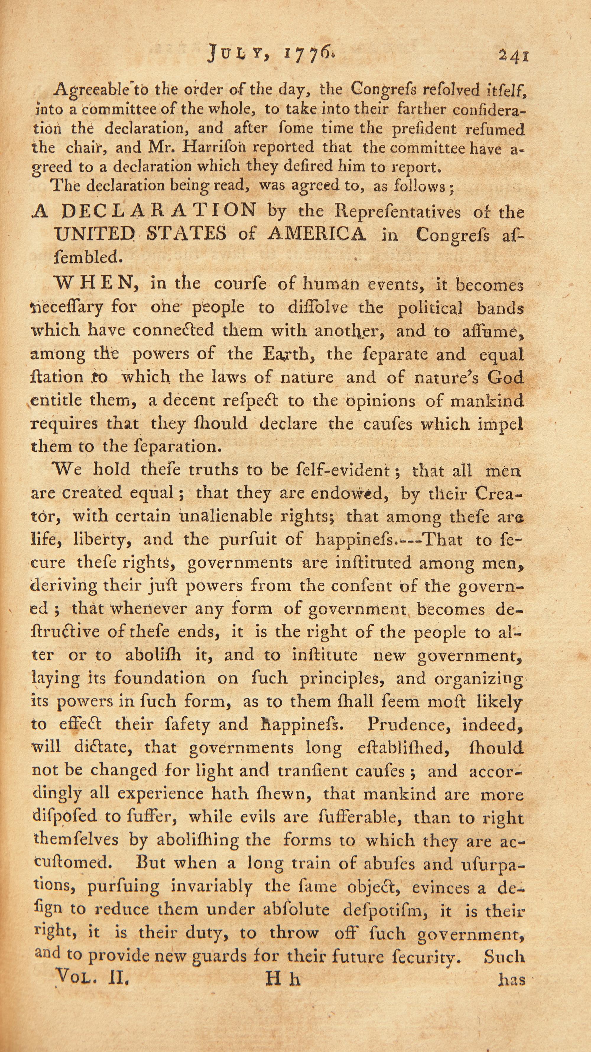 [American Revolution] Journals of Congress. Containing the Proceedings from January 1, 1776, to January 1, 1777. Published by Order of Congress. Volume II