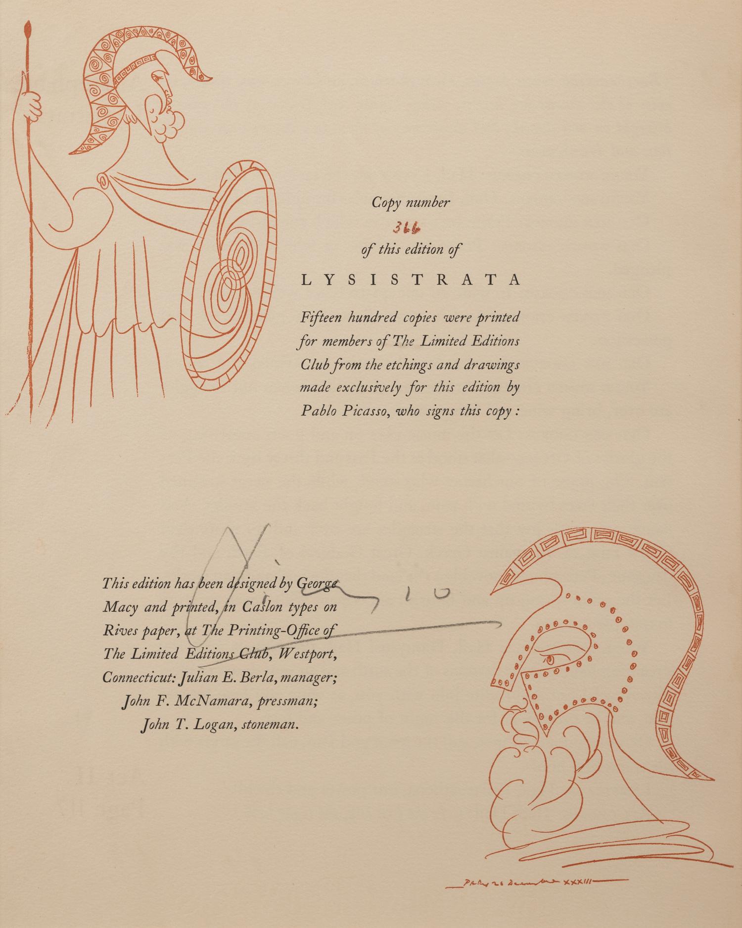 Le festin (The Banquet) from Lysistrata (with colophon)
