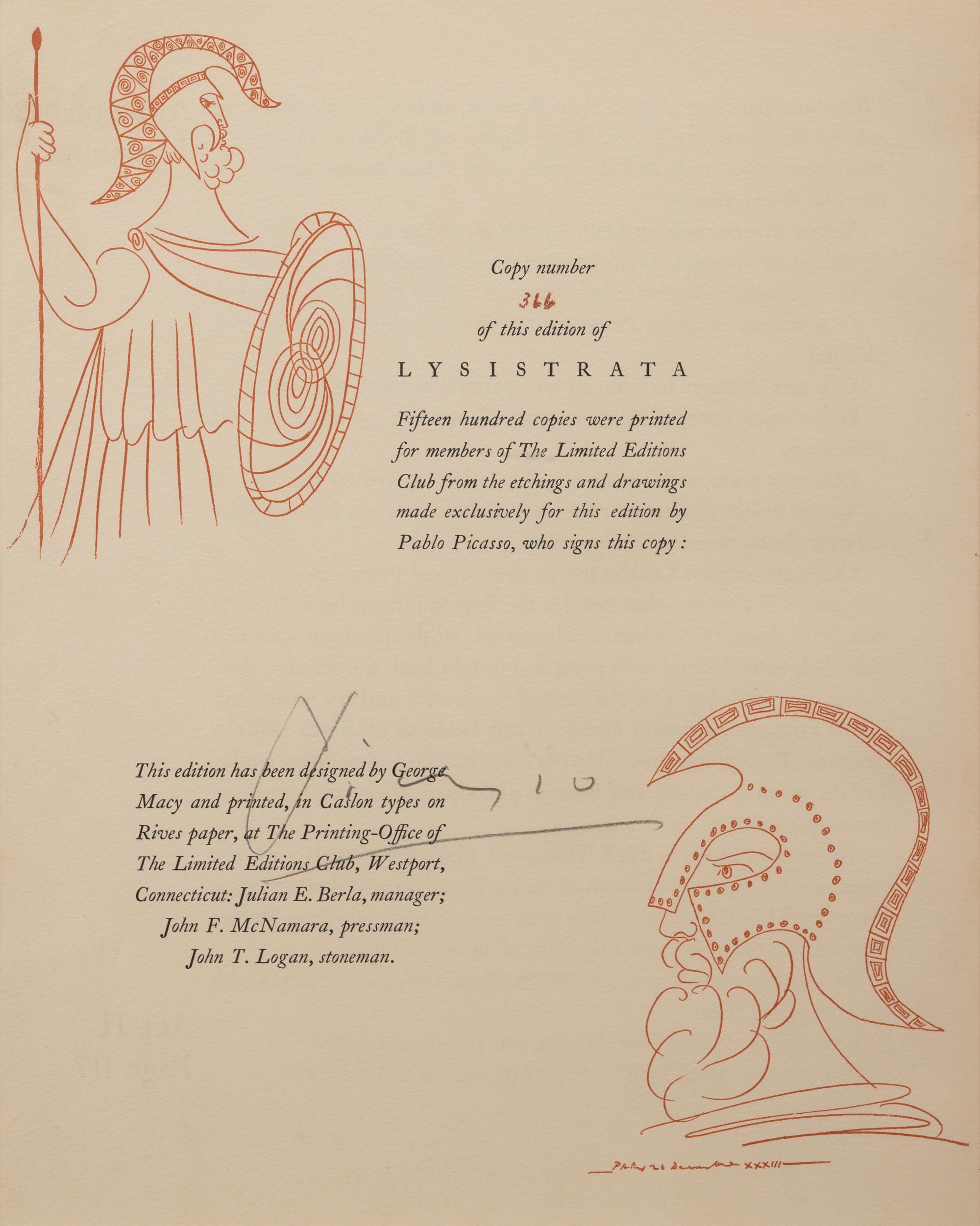 Le festin (The Banquet) from Lysistrata (with colophon)
