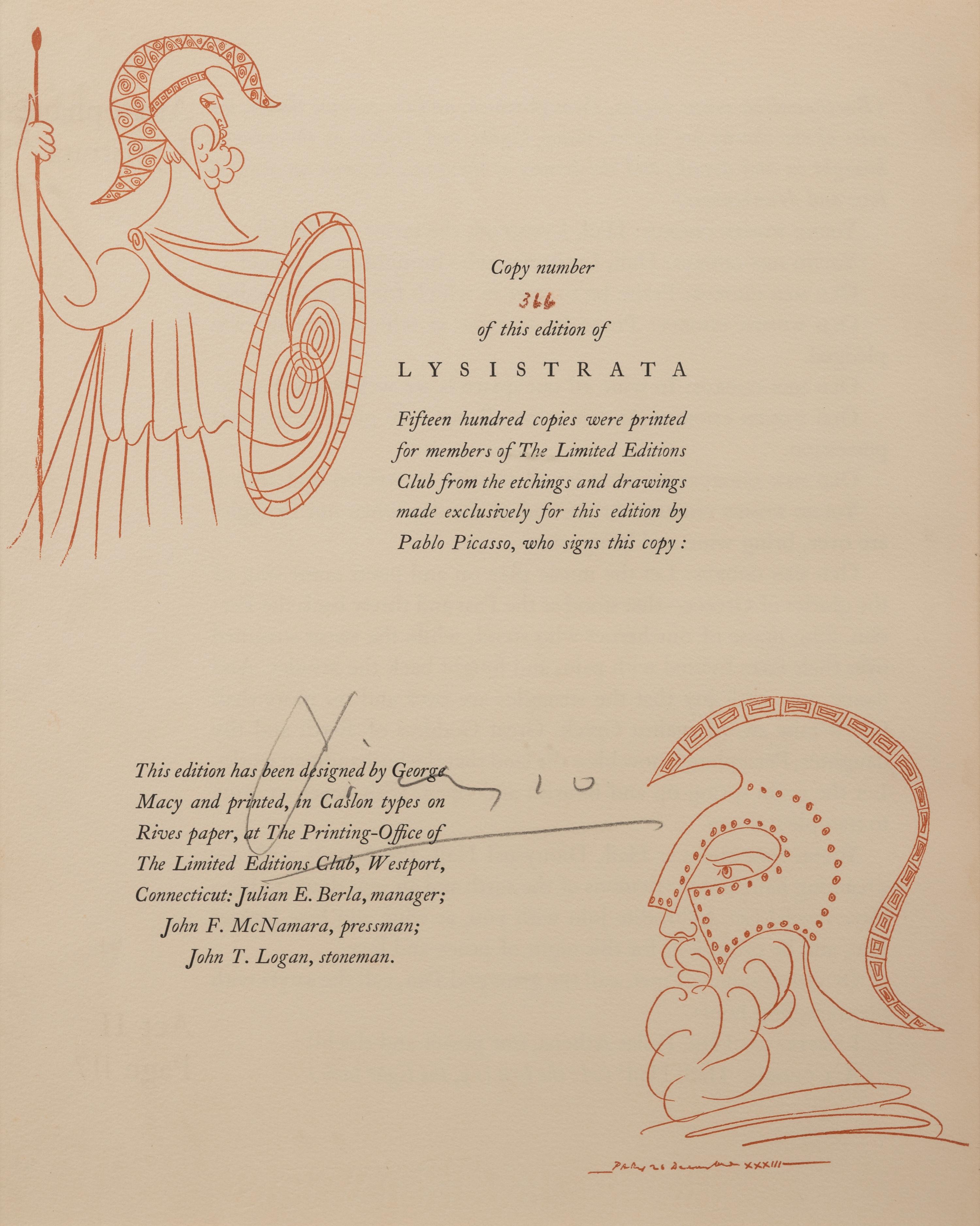 Le festin (The Banquet) from Lysistrata (with colophon)
