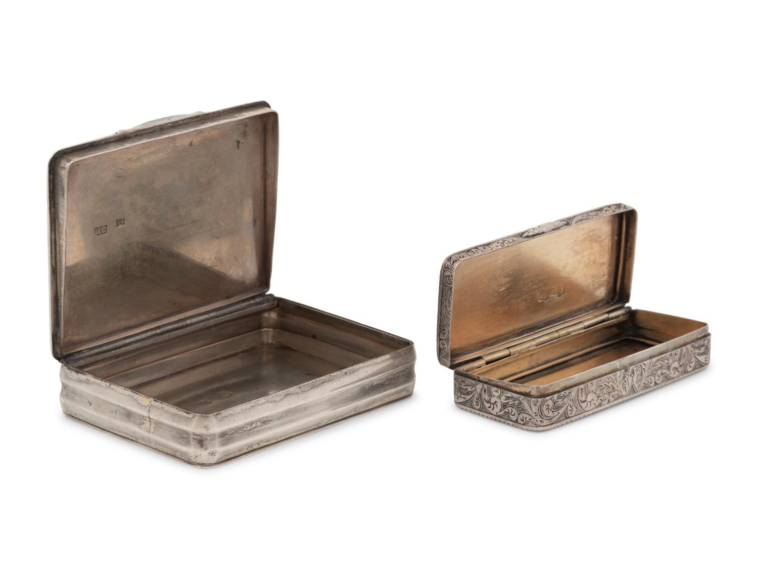 Two Russian Niello Silver Snuff Boxes