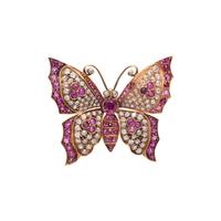 RUBY, DIAMOND, AND ROSE GOLD BUTTERFLY PENDANT BROOCH