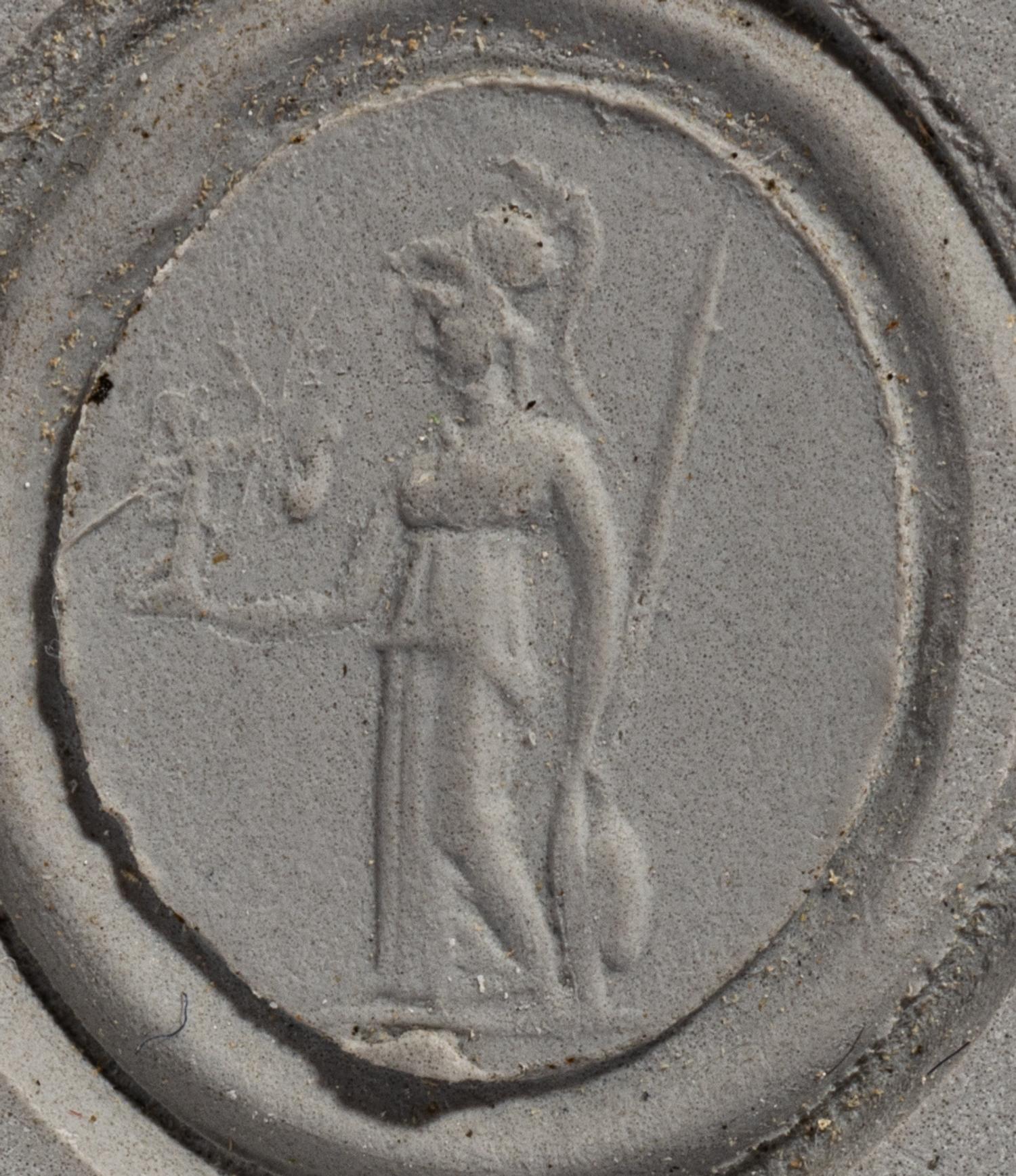 A Roman Gold and Carnelian Finger Ring with the Goddess Minerva Holding Nike