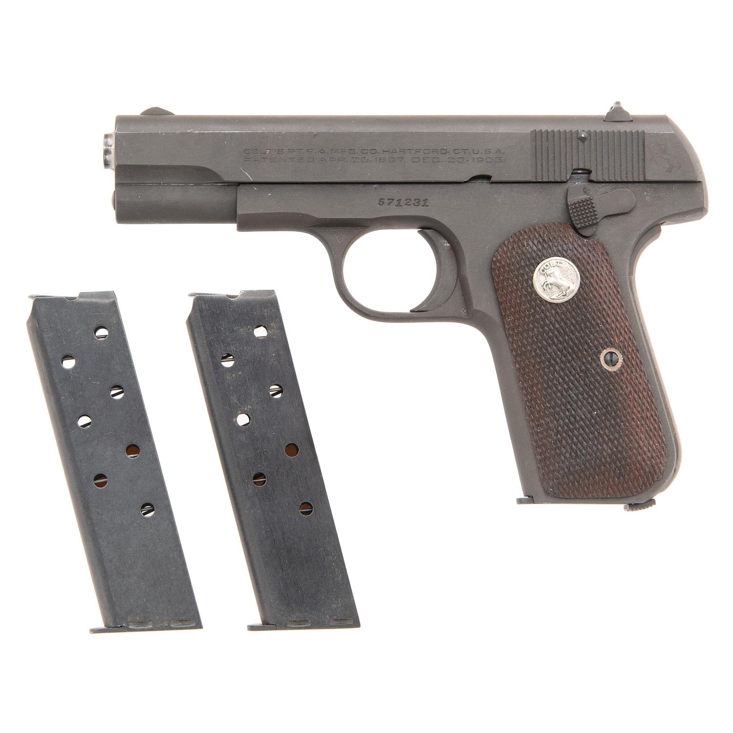 **U.S. Property Marked Colt Model 1903 Pocket Hammerless Pistol with 2 Extra Magazines