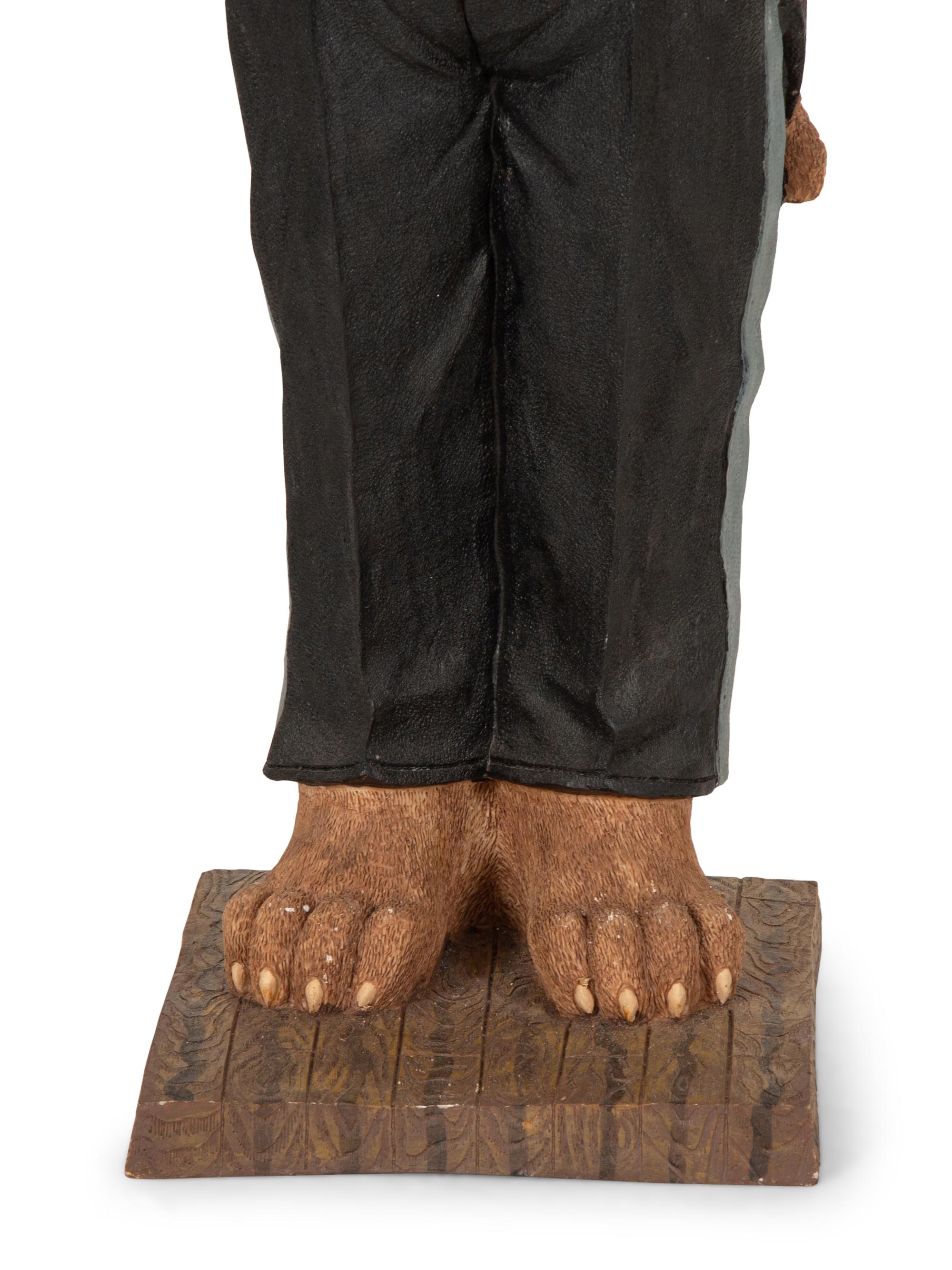 A Whimsical Painted Composition Figure of a Basset Hound Butler — 20th Century