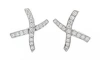 A Pair of Platinum and Diamond 'X' Earclips, Paloma Picasso for Tiffany & Co., Circa 1985, 5.40 dwts.