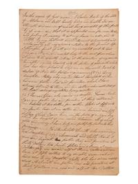 [ENSLAVEMENT]. Manuscript will bequeathing enslaved persons to decedent's wife and children. 1832.
