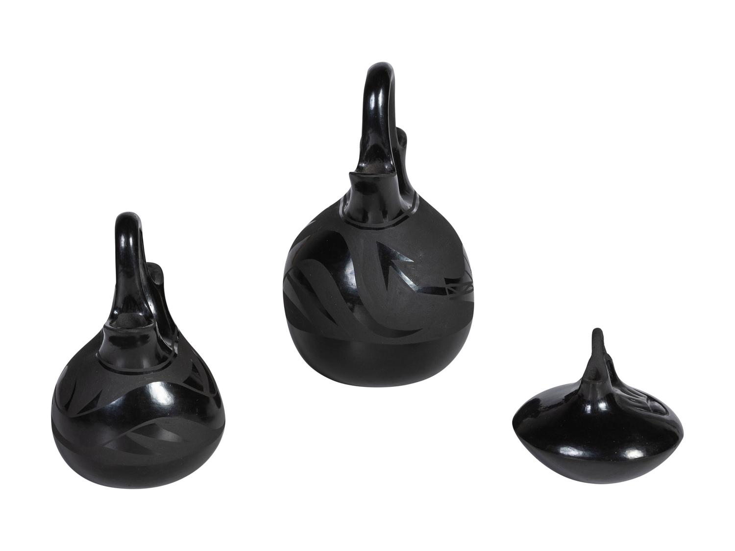 Miniature Blackware Wedding Vases