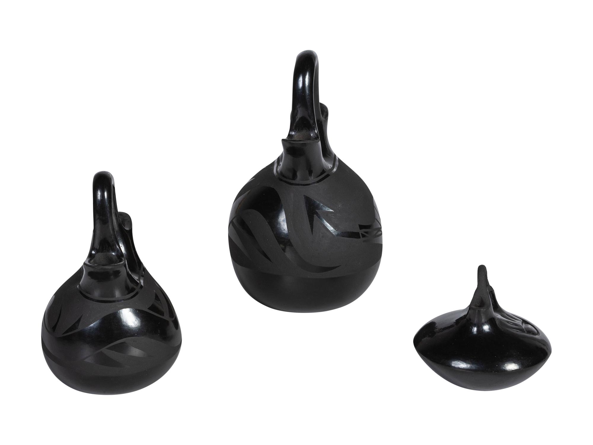 Miniature Blackware Wedding Vases