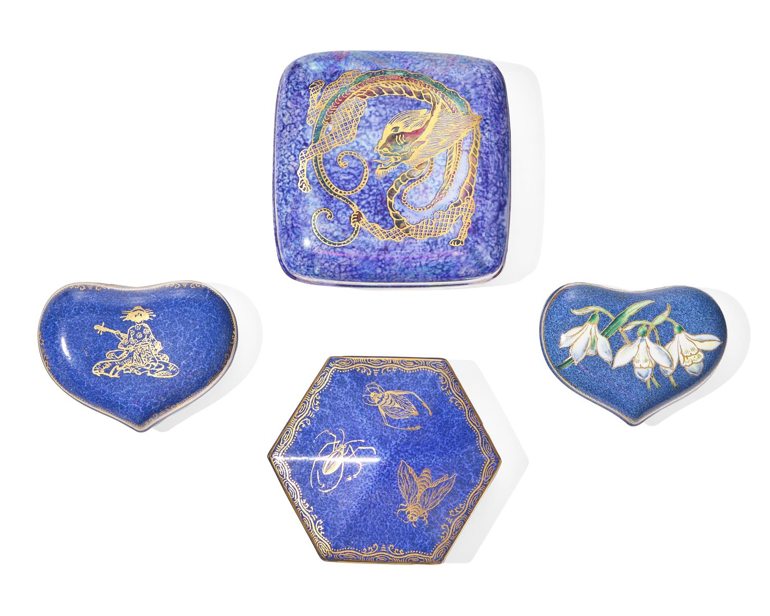 Four Wedgwood Powder Blue Parcel-Gilt Trinket Boxes