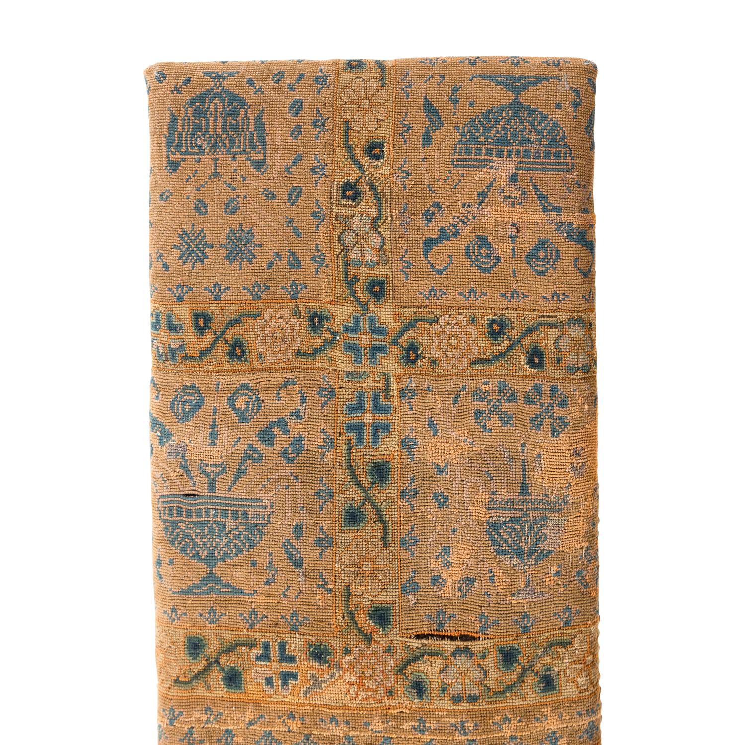 An English Provincial Fruitwood Needlework-Upholstered Bench