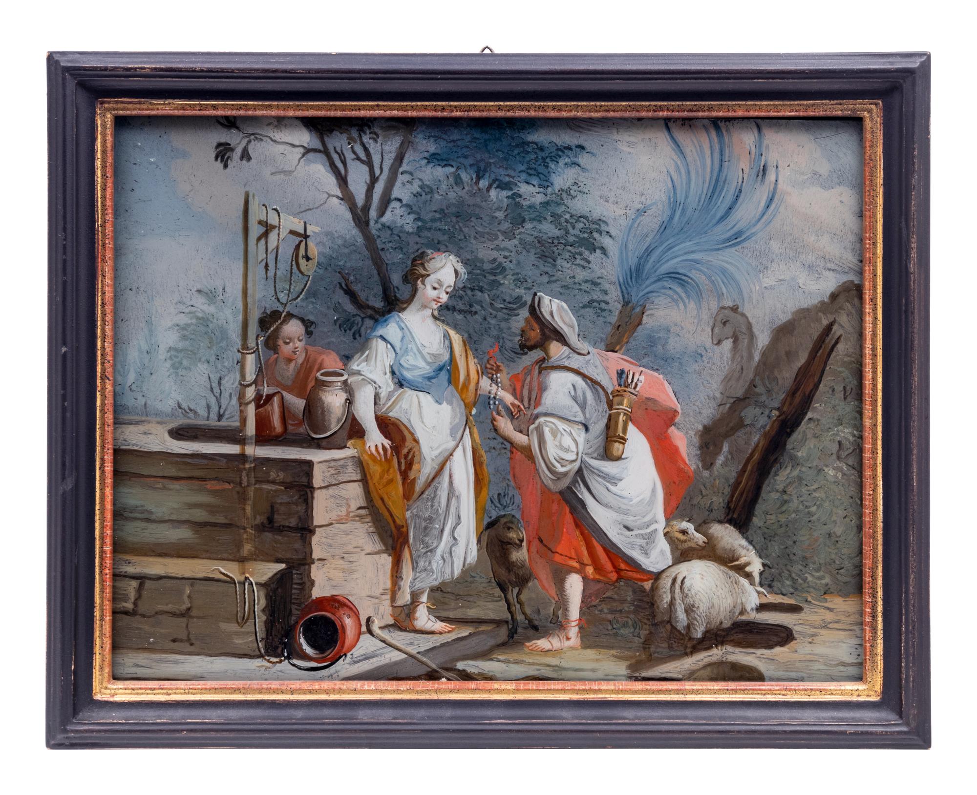 A Continental Reverse Painting on Glass