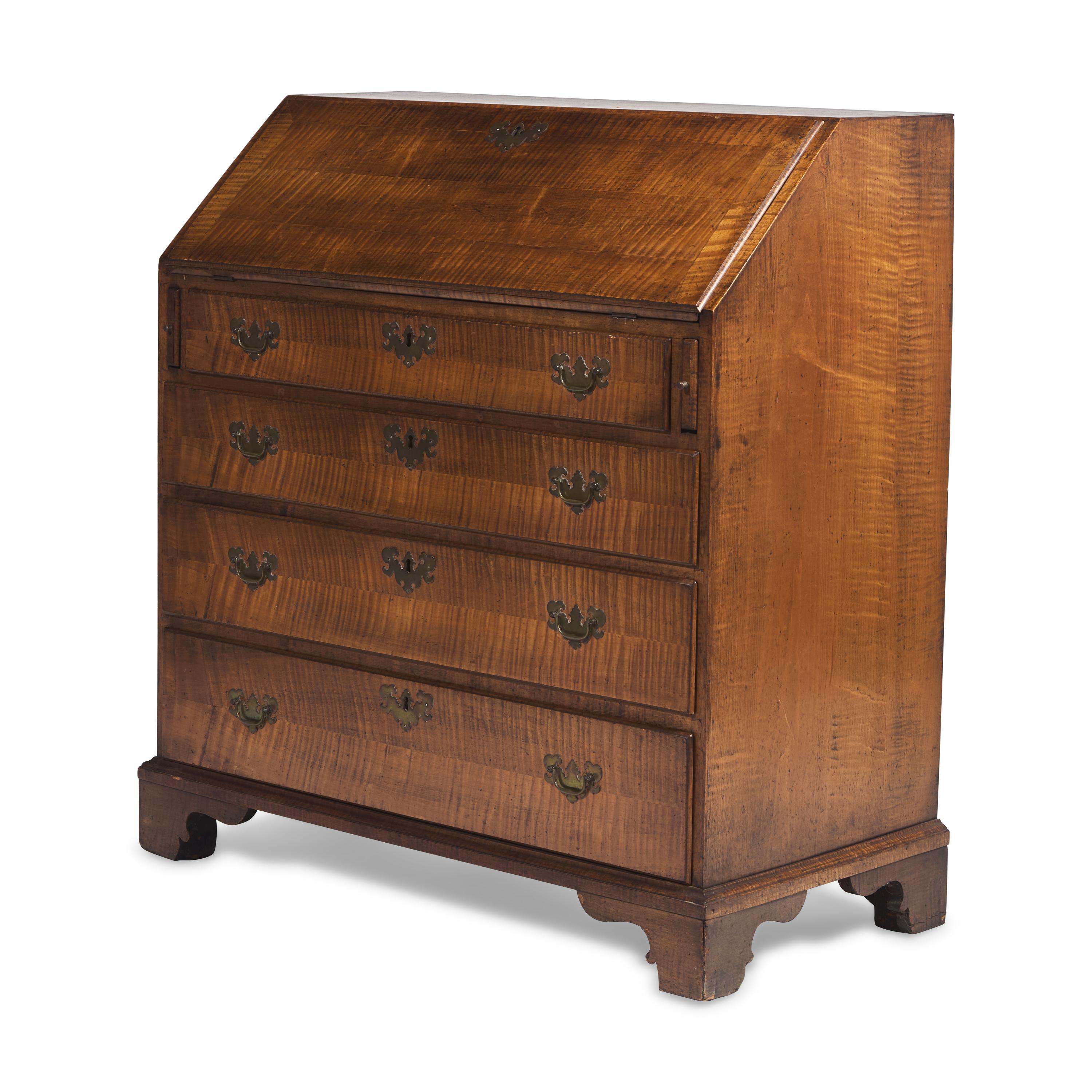 A Chippendale Tiger Maple Slant-Front Desk