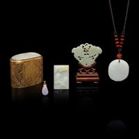 Five Chinese Jade Articles, 19th Century — 清晚期 玉飾件一組五件
