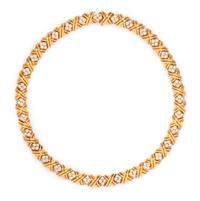 TIFFANY & CO., YELLOW GOLD AND DIAMOND 'X' NECKLACE
