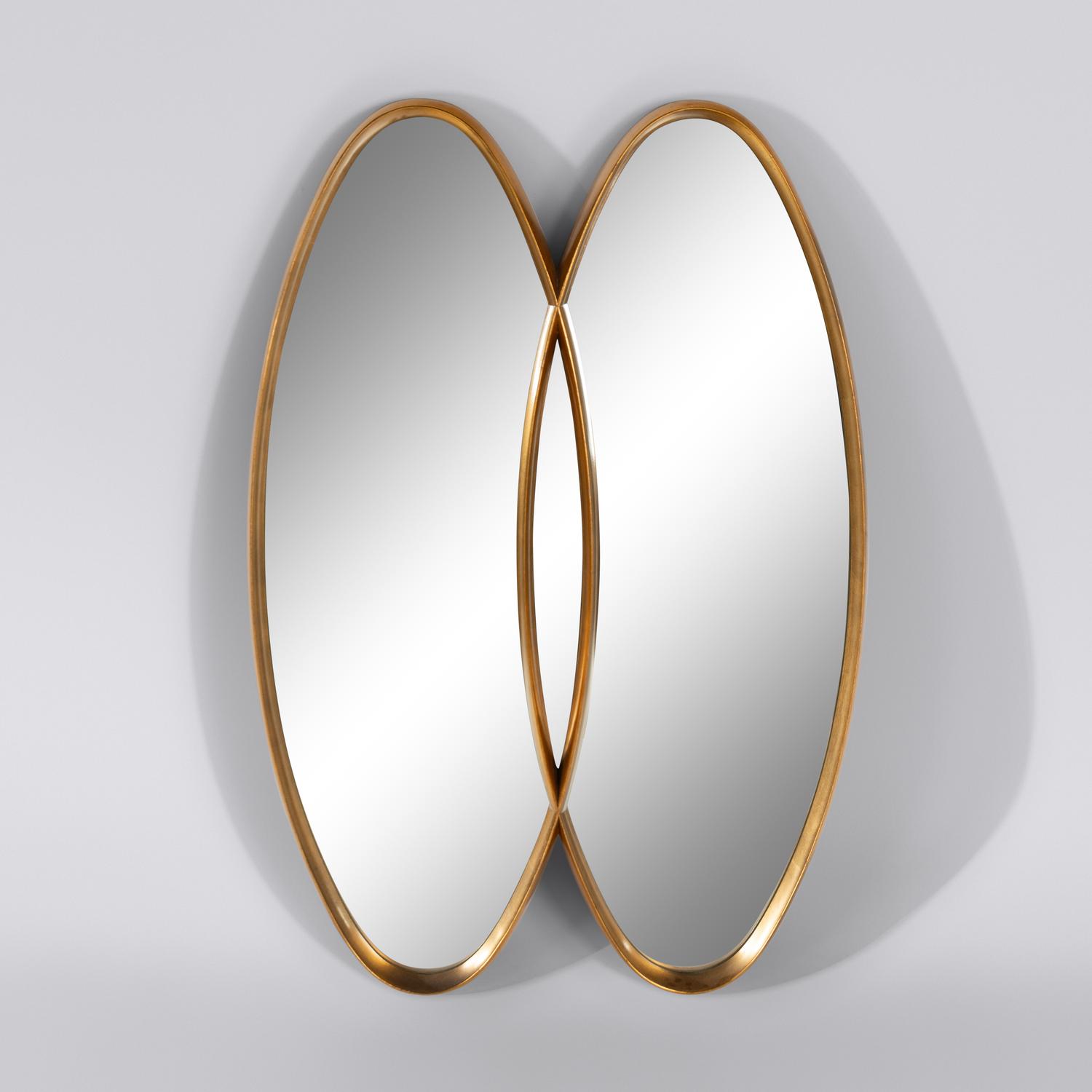 A Dual Interlocking Gold Wood Frame Mirror