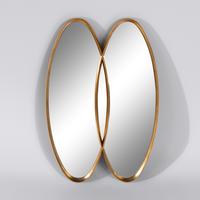 A Dual Interlocking Gold Wood Frame Mirror