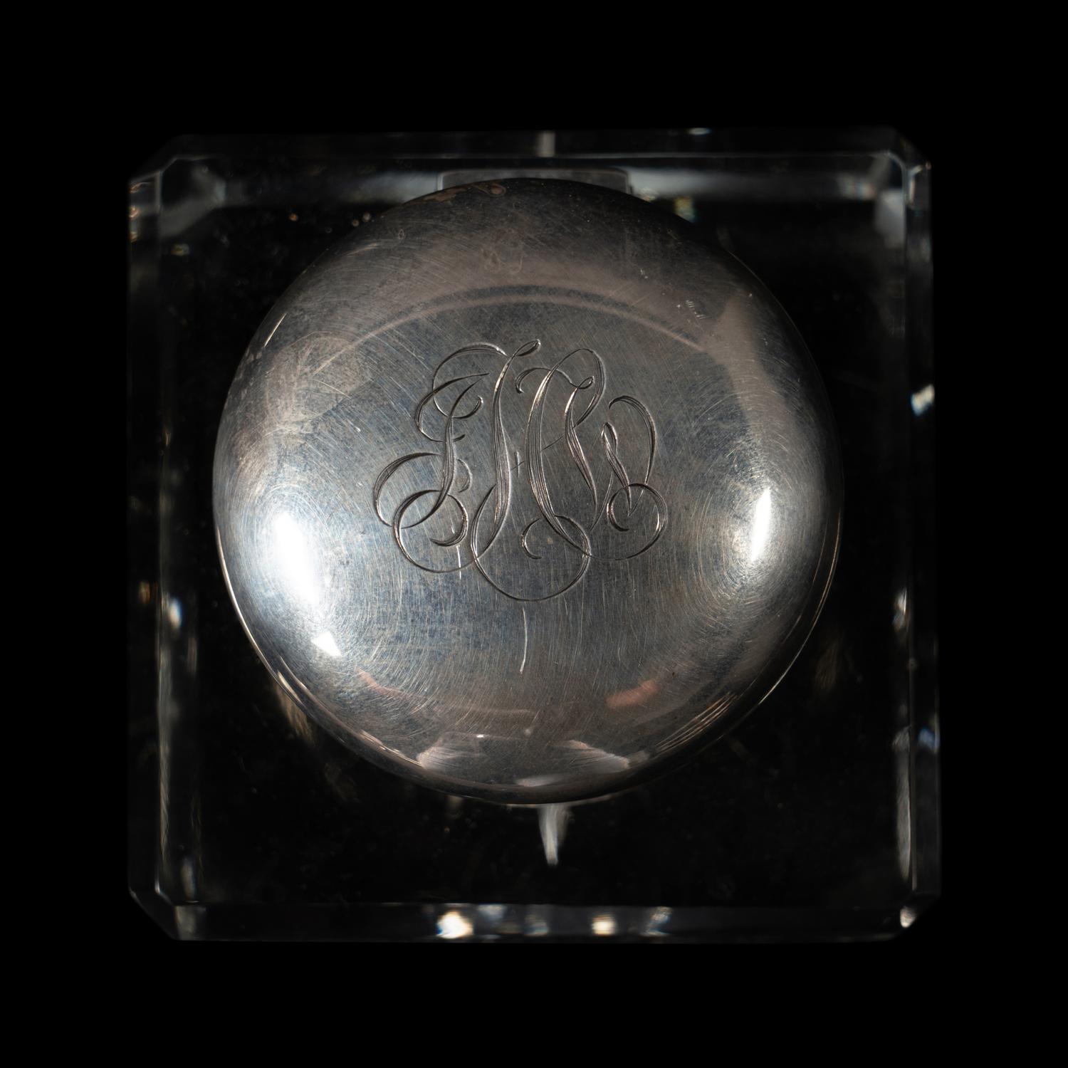 A Cartier Silver Mounted Cut Glass Ink Well