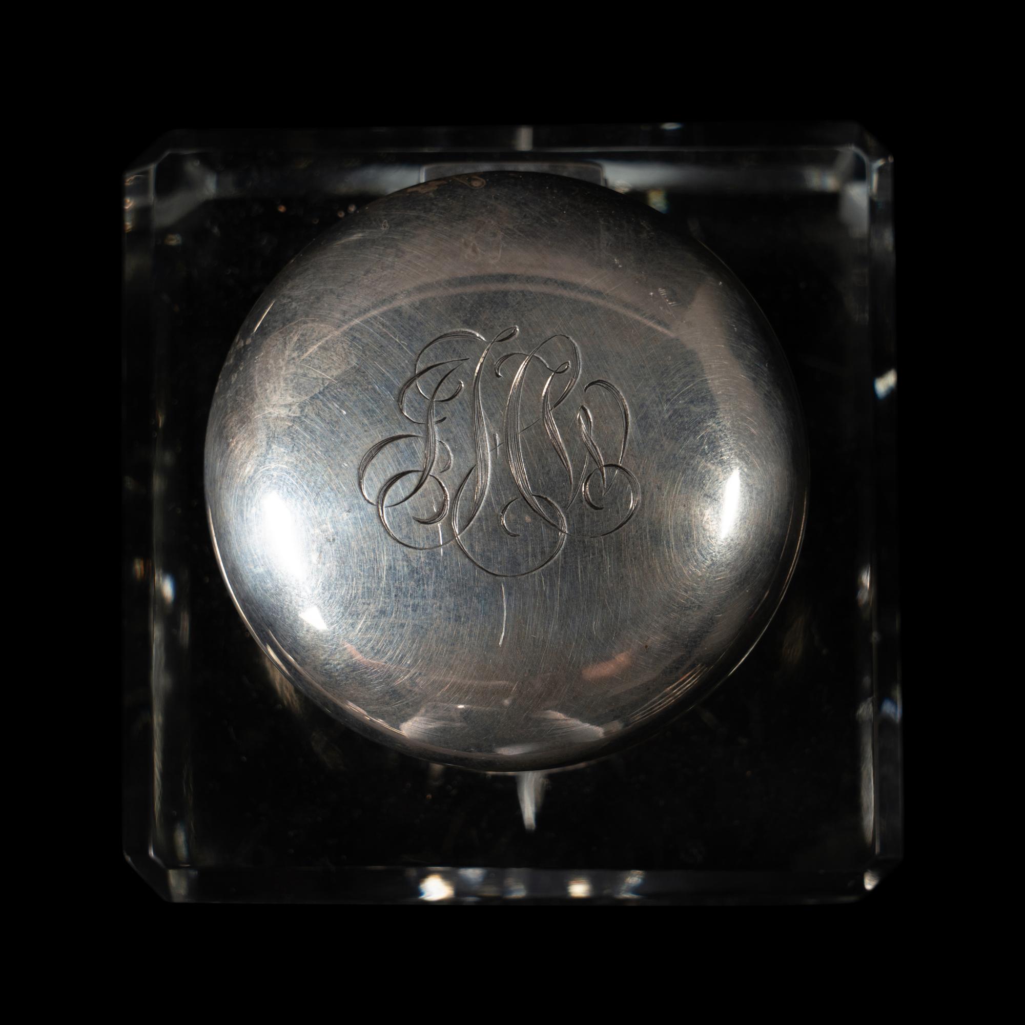 A Cartier Silver Mounted Cut Glass Ink Well