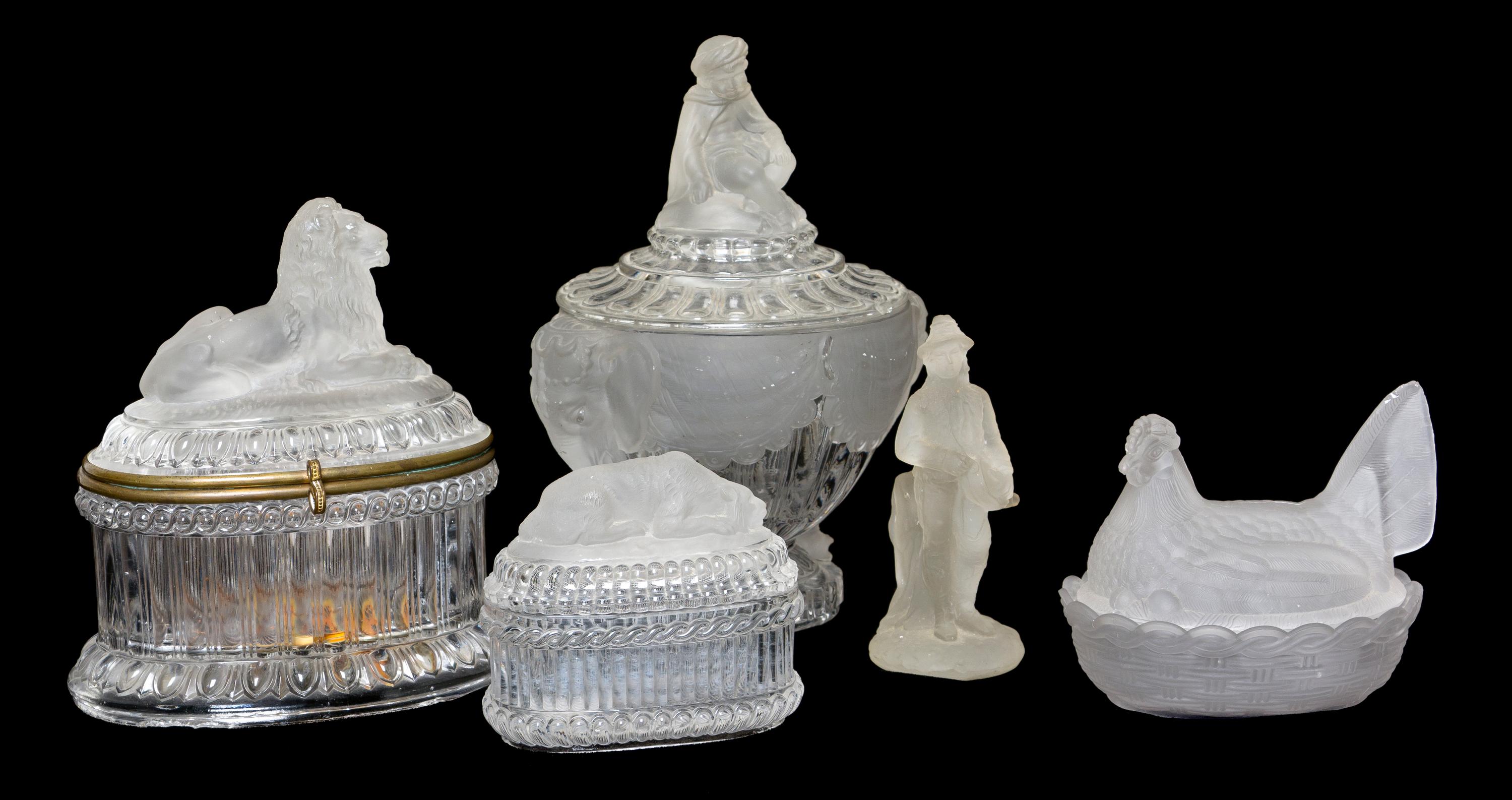 A Collection of Five American Pattern Glass Articles, Height of tallest overall 9 inches.