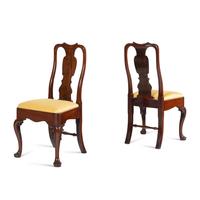 A Pair of Queen Anne Style Mahogany Side Chairs
