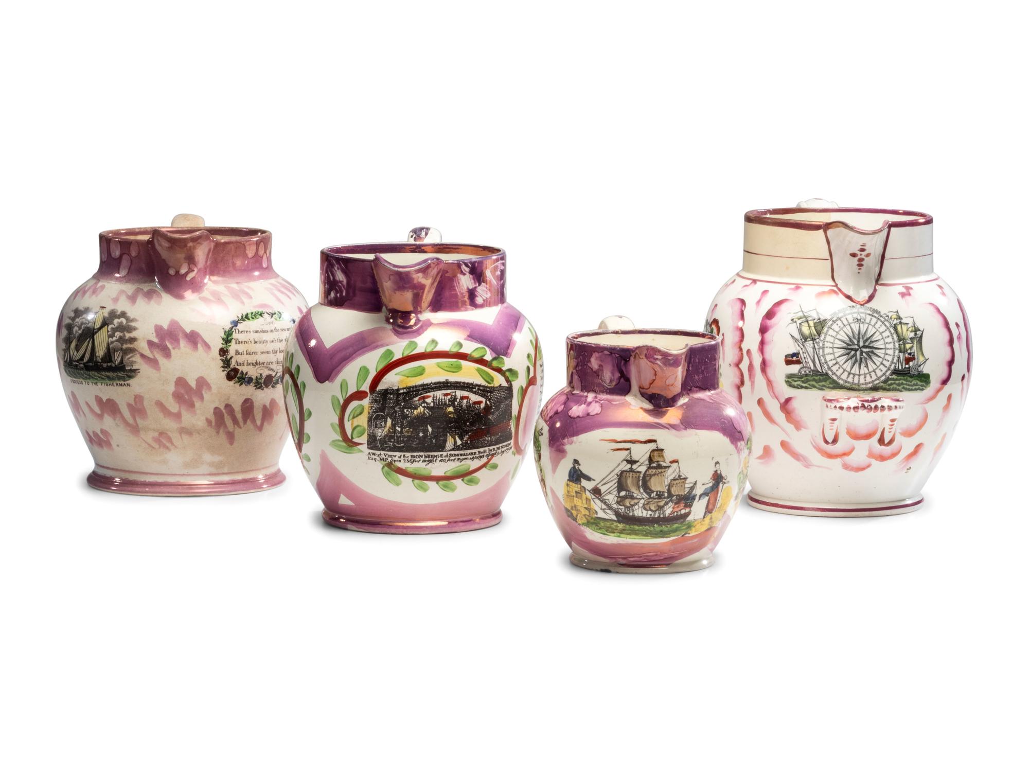 Four Sunderland Luster Jugs