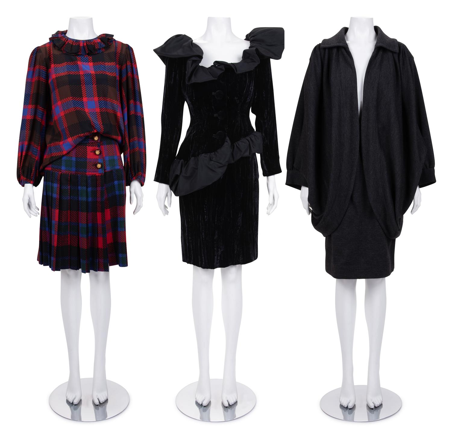 Three Yves Saint Laurent Rive Gauche Two-Piece Skirt Ensembles, 1980-90s