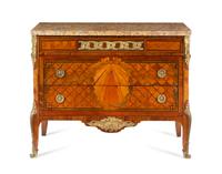 A Louis XV Style Gilt Bronze Mounted Parquetry Commode