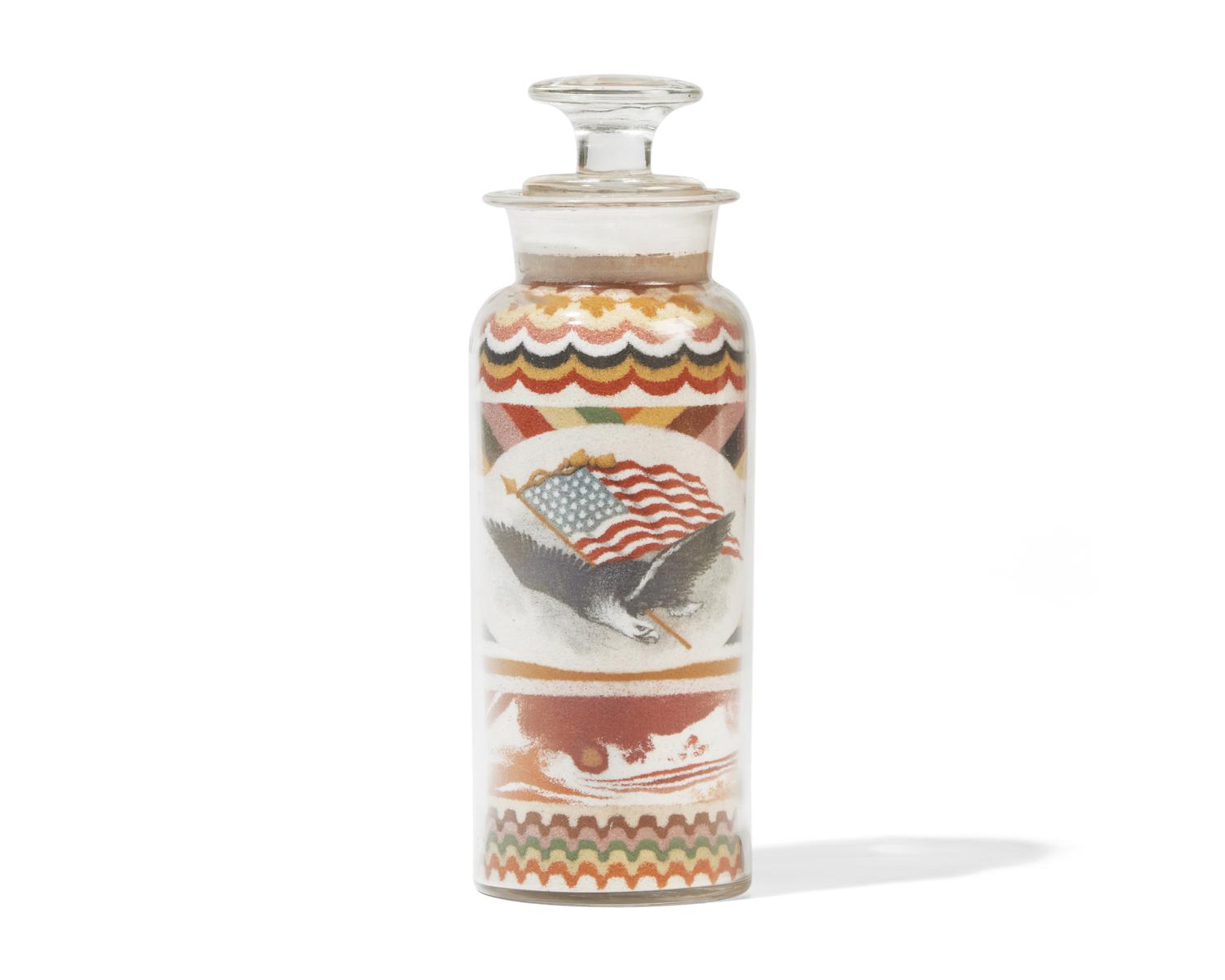 A Sand Art Bottle, Andrew Clemens (1857-1894) McGregor, Iowa, Dated "1889"