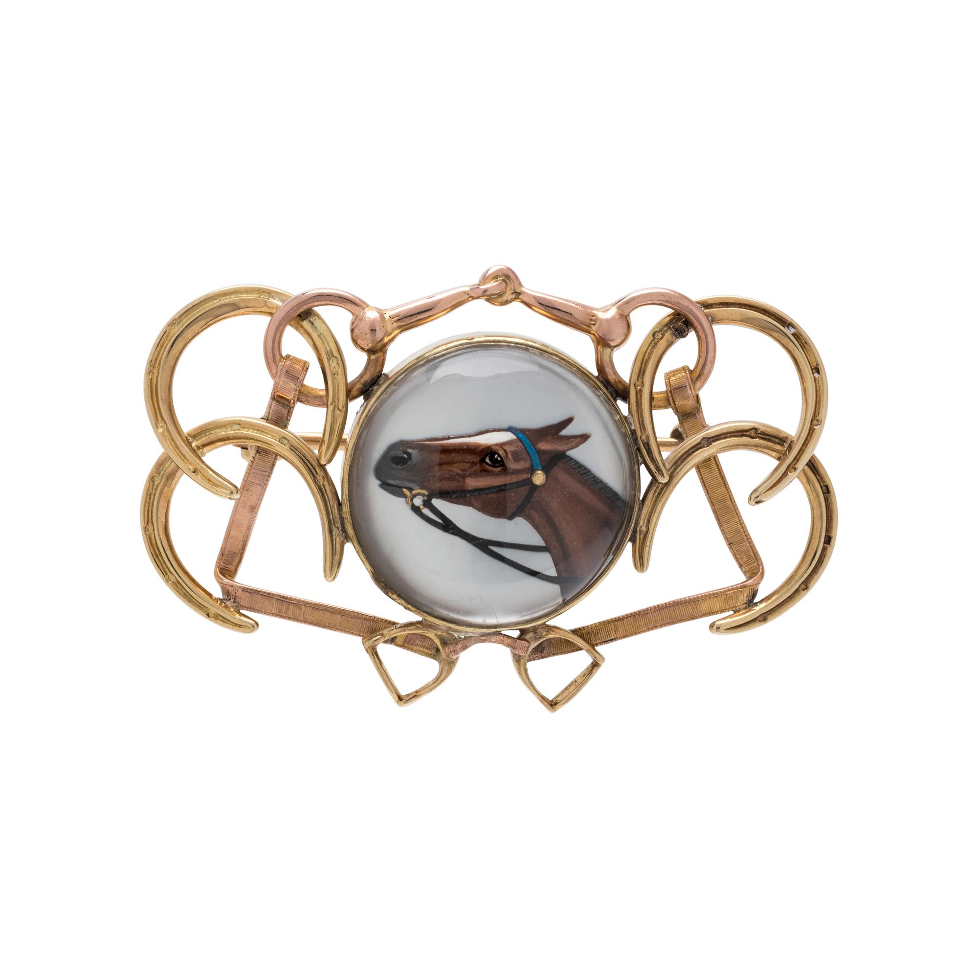 BICOLOR GOLD AND ESSEX CRYSTAL BROOCH