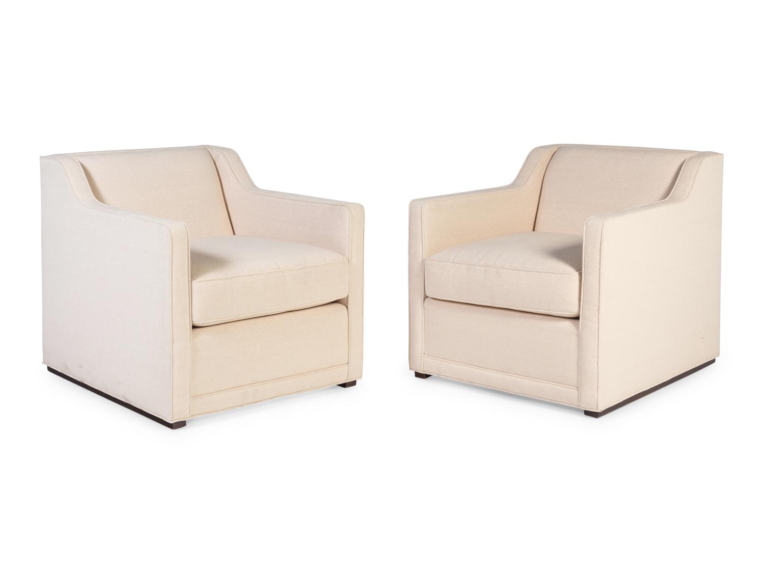 A Pair of Baker Redding Lounge Chairs with Custom Upholstery