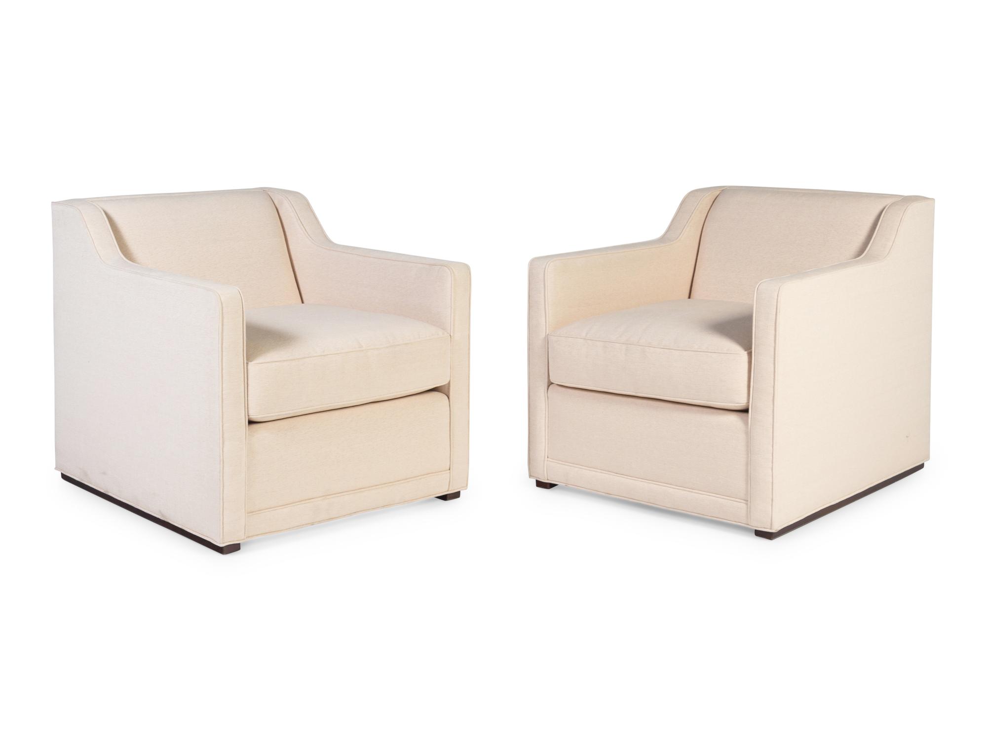 A Pair of Baker Redding Lounge Chairs with Custom Upholstery