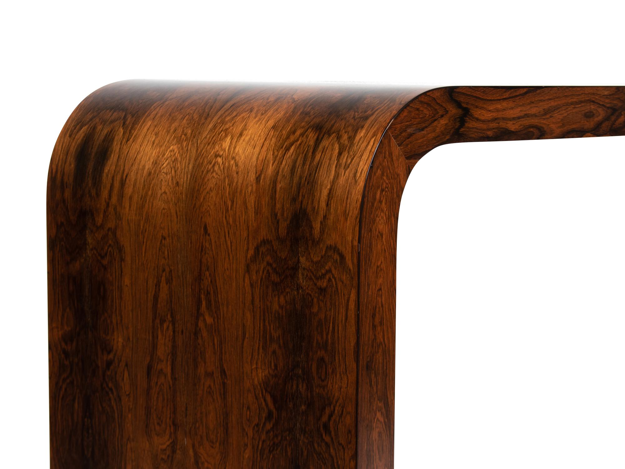 A Contemporary Rosewood and Brass Console Table