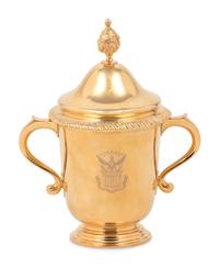 A 14-Karat Gold Cup and Cover of Horse Racing Interest