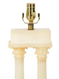 Two Carved Alabaster Lamps — 20TH CENTURY