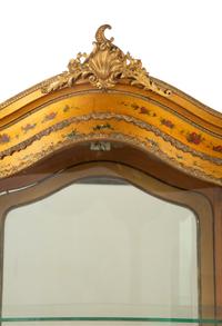 A Louis XV Style Giltwood Vernis Martin Vitrine Cabinet