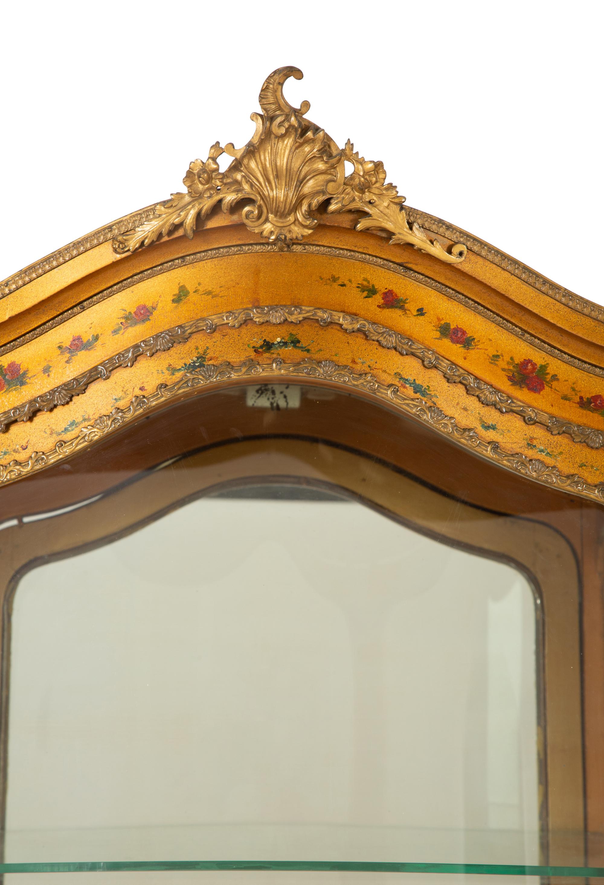 A Louis XV Style Giltwood Vernis Martin Vitrine Cabinet