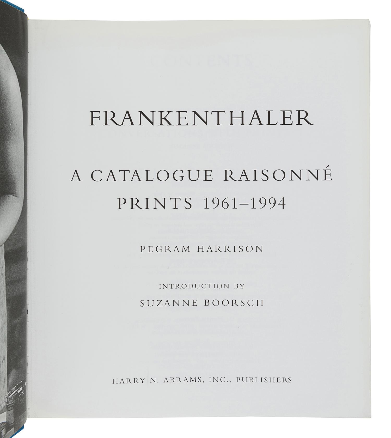 [FRANKENTHALLER, Helen (1928-2011)]. HARRISON, Pegram. Frankenthaler: A Catalogue Raisonné, Prints 1961-1994 . New York: Harry N. Abrams, Inc., 1996.