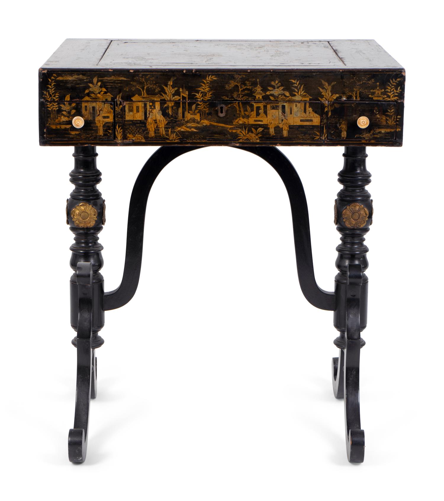 A Chinese Export Black and Gilt Lacquer Games Table — 19TH CENTURY