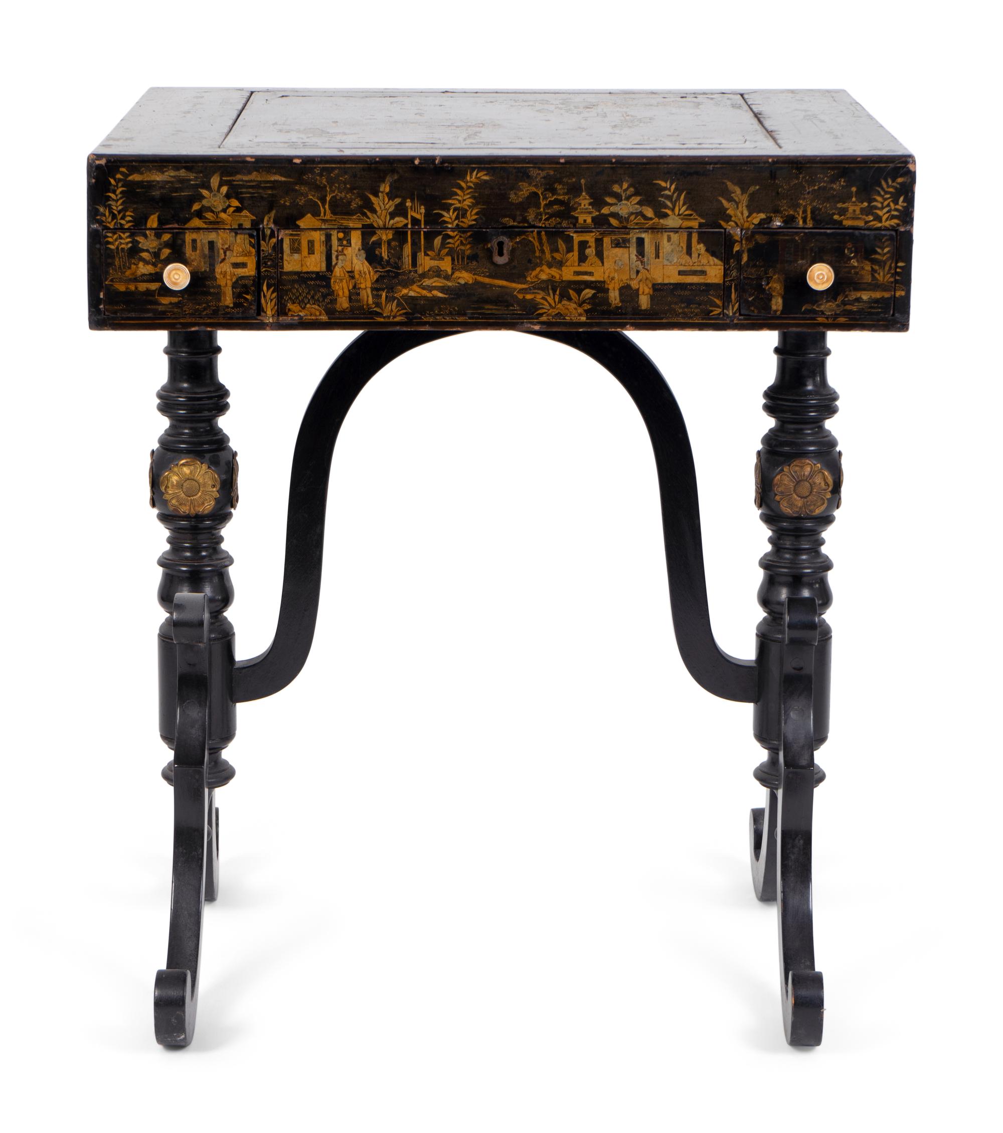 A Chinese Export Black and Gilt Lacquer Games Table — 19TH CENTURY