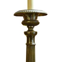 A Pair of Brass Candlestick Lamps 11" W x 11" D x 61" H — Argentina, Circa 1940