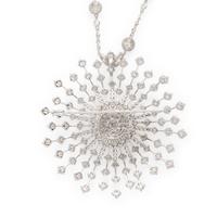 White Gold and Diamond Starburst Pendant and Station Necklace