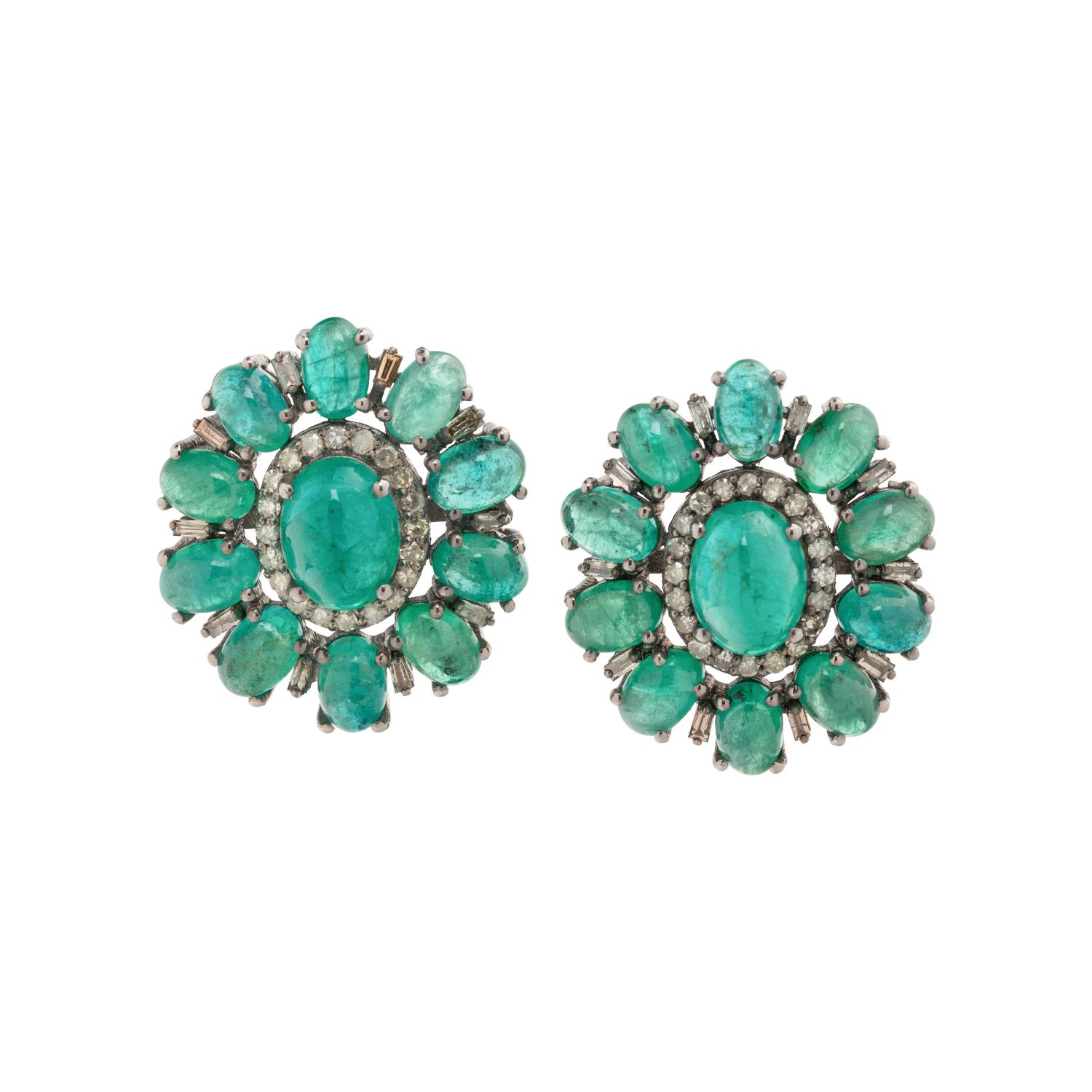 EMERALD AND DIAMOND EARRINGS